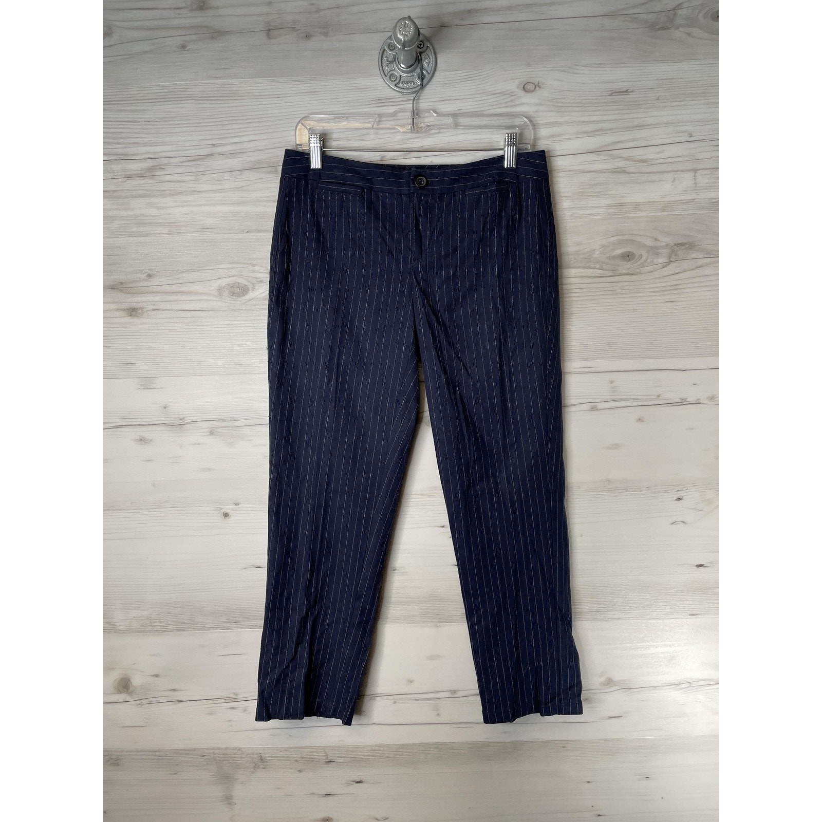 Tommy Hilfiger Pants Womens 6 Navy Pinstripe Herringbone Dress Trousers Cotton